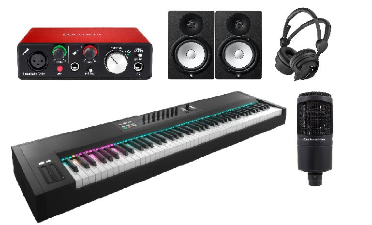 home studio, focusrite, yamaha, native instruments, audio technica