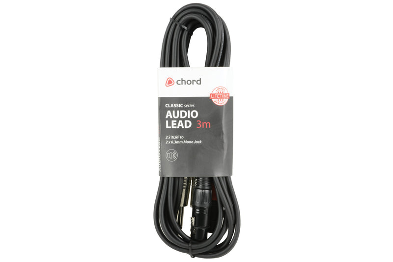 Chord Classic Audio Leads 2 x XLR Female - 2 x 6.3mm Mono Jack Plugs 3m