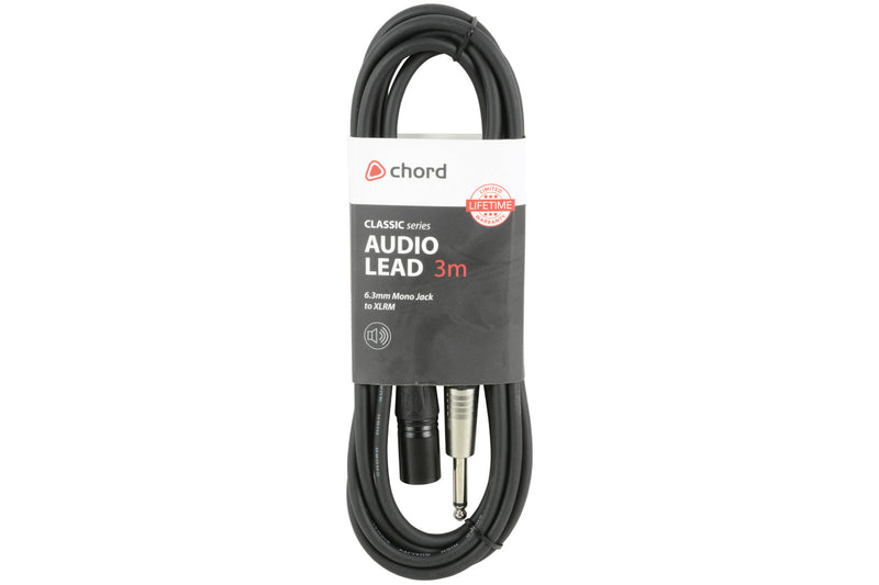 Chord Classic Audio Leads 6.3mm Mono Jack Plug - XLR Male 3m