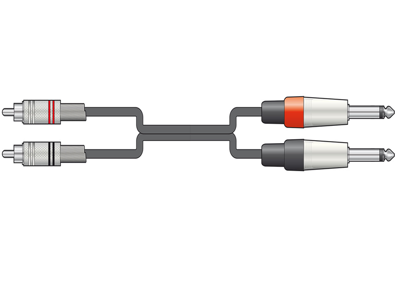 Chord Twin RCA to 2 x 6.3mm Mono Jack Plug Leads 3m